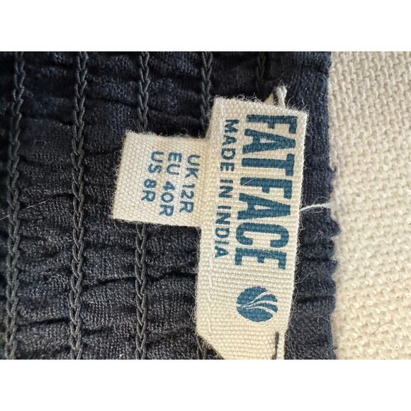 Fat face Sascha Black Midi Skirt With Linen size US 8R Fabric Tie Elastic Waist - Picture 10 of 10